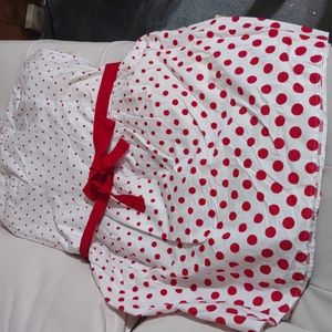 White and Red polka dots Dress